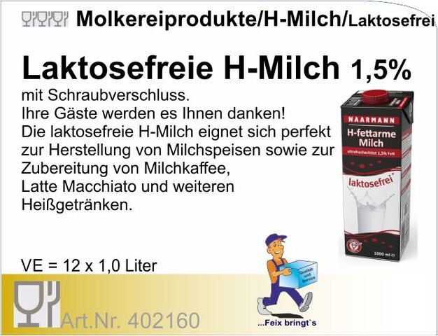 402160 - H-Milch 1,5% laktosefrei (12x1L/Kt)