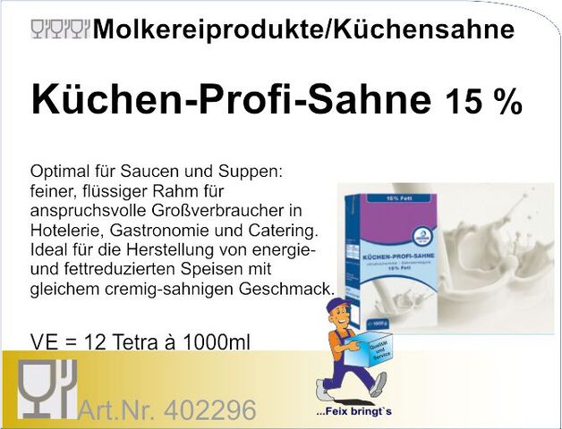 402296 - H-Küchen-Profi-Sahne 15% 1L (12Pack/Kt)