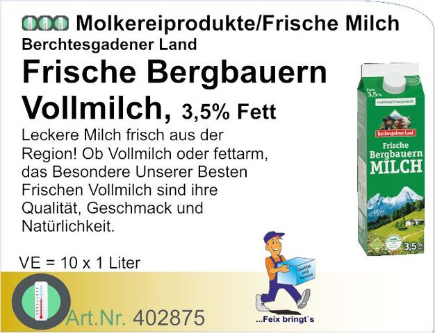 402875 - Frischmilch 3,5% 1 L (10St./Kt)