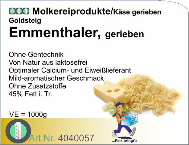 4040030 - Emmentaler gerieben 45% (6x1kg/Kt) Goldsteig
