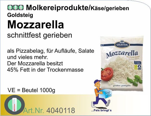 4040118 - Mozzarella gerieben (6x1kg/Kt)