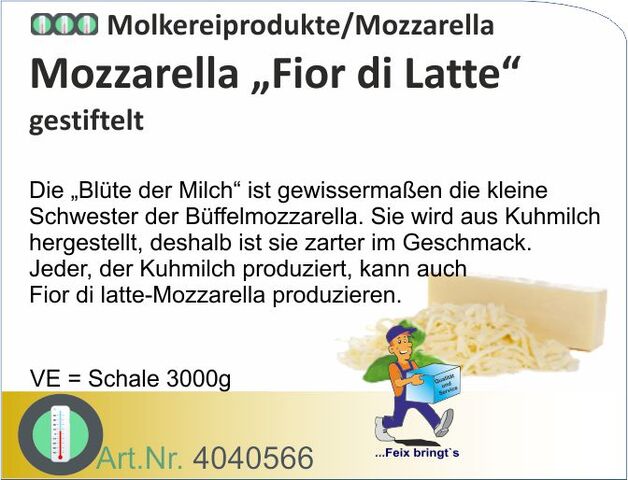 4040566 - Mozzarella Fior di Latte gerieben 47% (3kg/Schale)