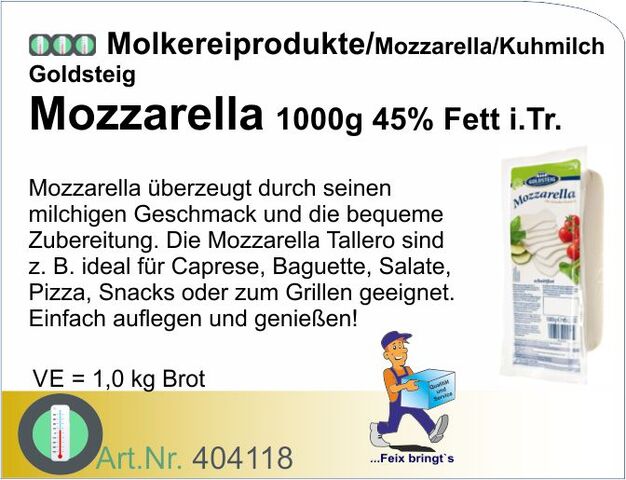 404118 - Mozzarella 45% Brotform 15x1kg/Kt