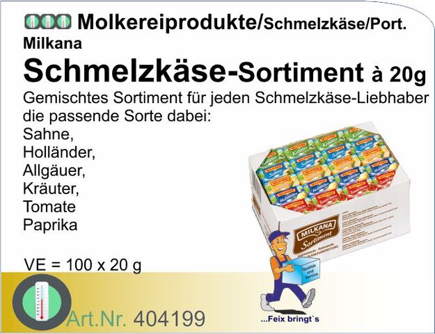 404199 - Schmelzkäse Mischkarton 5fach (100x20g) Milkana