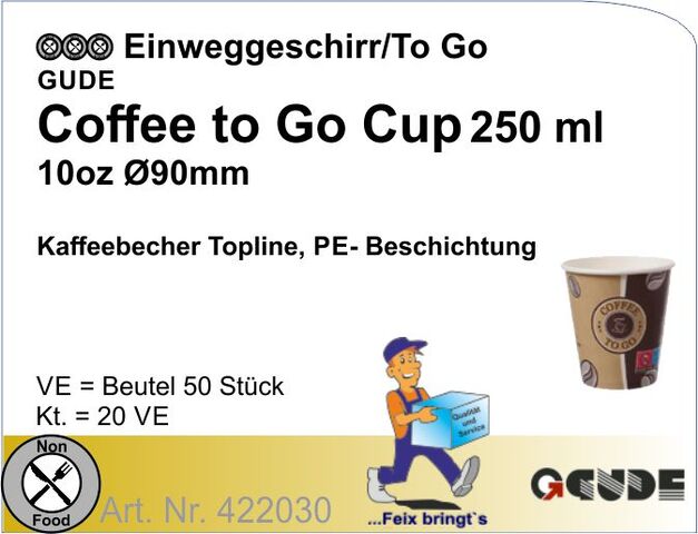 422030 - Coffee-Cups 250 ml/10oz Ø90mm (20x50St/Kt)