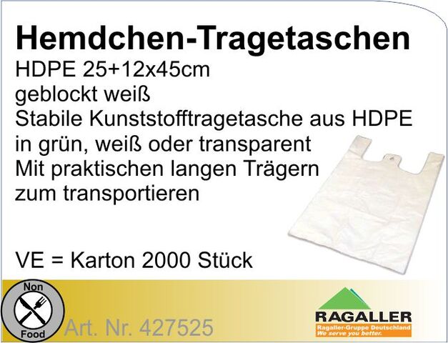 427525 - Hemdchen-Tragetasche weiß 25+12x45cm T9 (2000St)
