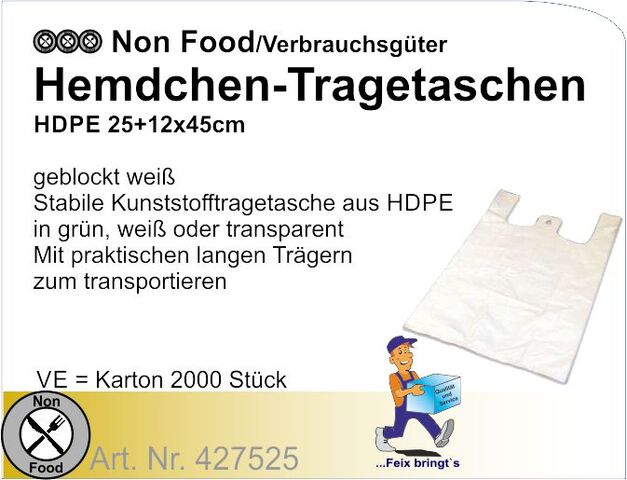 427526 - Hemdchen-Tragetasche weiß 30+18x55cm T11 (2000St)