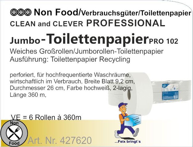 427620 - Toilettenpapier 2lg Großrolle 360m (6 Ro/Kt) PRO102