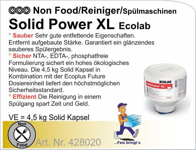 428020 - Maschinenspülmittel Solid Power XL (4x4,5kg) ECOLAB