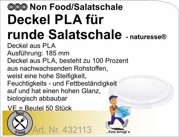432113 - Deckel für Salatschale Kraft PLA Ø185mm (6x50Stk/Kt)