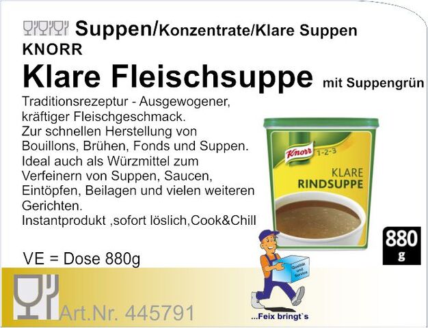 445791 - KNORR Klare Rindssuppe Klassik mit Suppengrün 880g