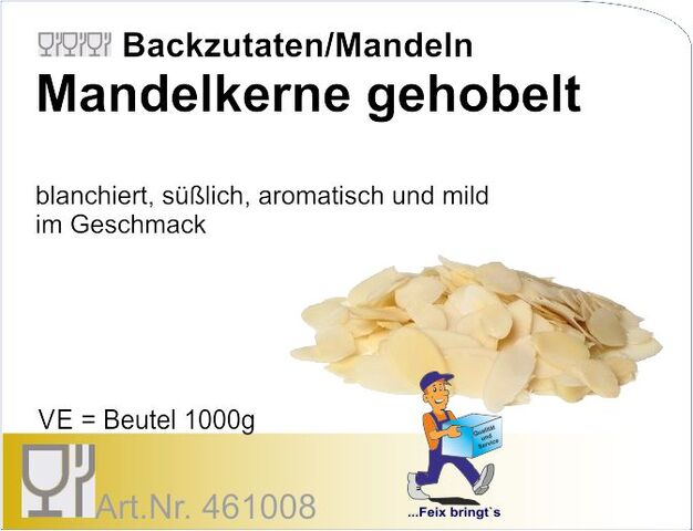 461008 - Mandeln, gehobelt-blanchiert 1000g (10Btl/Kt)