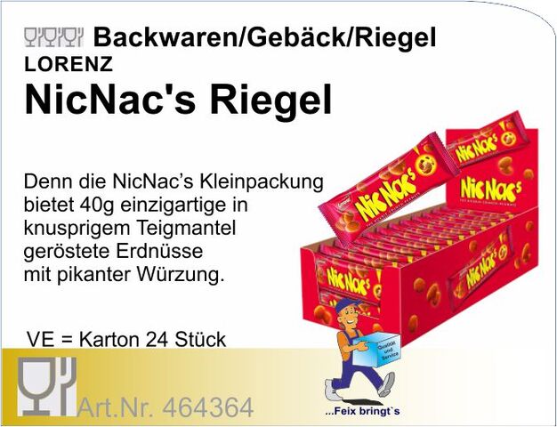 464364 - Nic Nac´s Riegel 40g (24Stk/Kt)