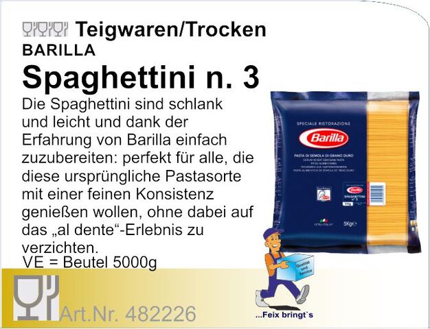 482226 - Spaghettini No. 3 ohne Ei (3 BTL à 5 kg/Kt) Barilla