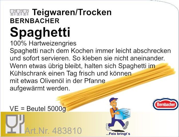 483810 - Spaghetti 26cm ohne Ei 5kg Bernbacher