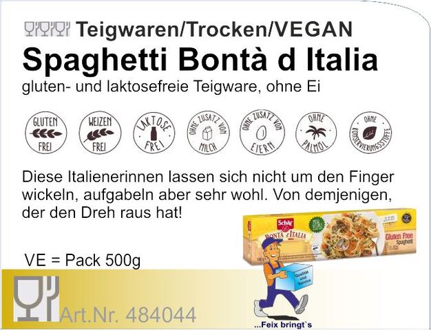 484044 - Spaghetti Gluten-Laktosefrei ohne Ei 500g (6Pack/Kt)