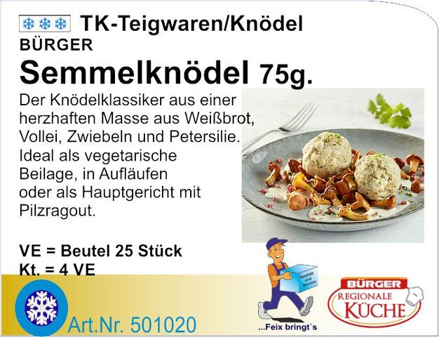 501020 - Semmelknödel 75g (4x25St/Kt) Bürger TK