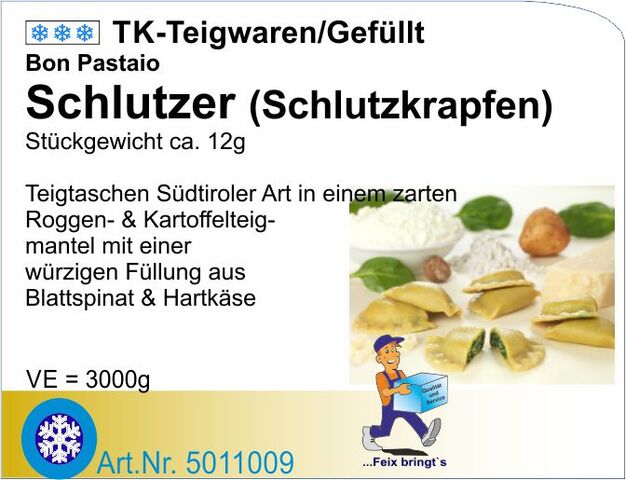 5011009 - Schlutzkrapfen Südtiroler Art 12g (3kg/Kt) - Füllung aus Blattspinat und Hartkäse