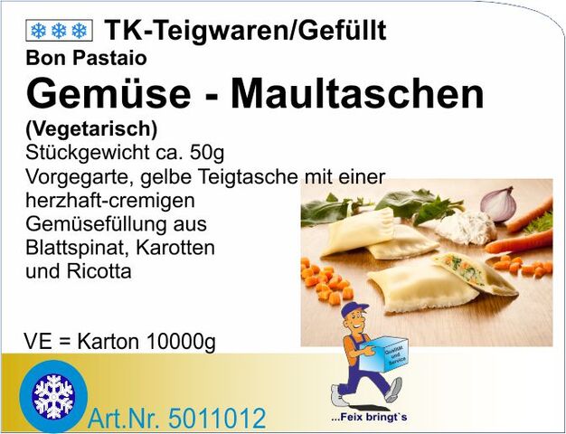 5011012 - Vegetarische Gemüse-Maultauschen 50g (10kg/Kt) BON