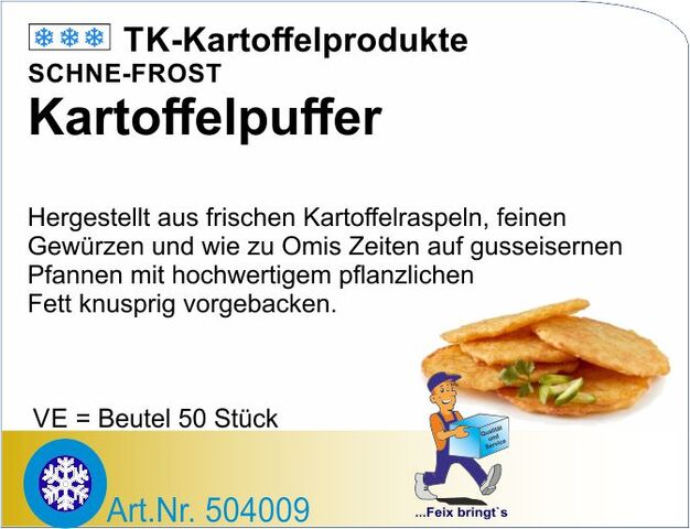 504009 - Kartoffelpuffer 60g (2x50St/Kt.) Schn