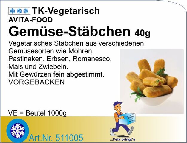 511005 - Gemüse-Stäbchen paniert 40g (5x1kg/Kt)