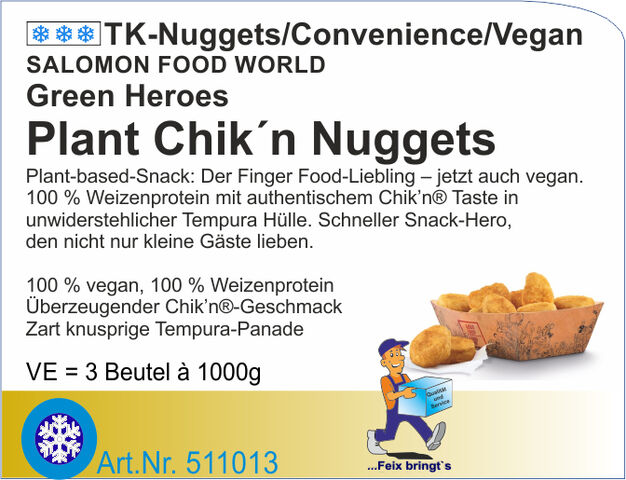 511013 - Green Heroes Plant Chik´n Nuggets (3x1kg/Kt)