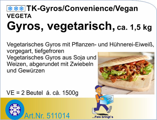 511014 - Gyros vegetarisch (2x1,5kg/Kt)