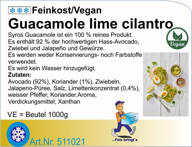 511021 - Guacamole Koriander vegan (10x1kg/Kt) TK