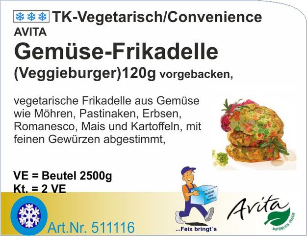 511116 - Gemüse-Frikadelle ca.120g (2x20St./Kt) Schn