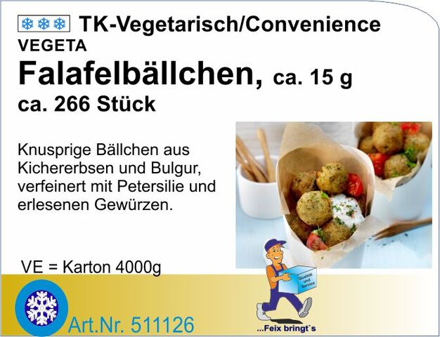 511126 - Falafel Kichererbsen-Bällchen 15g (4kg/Kt)