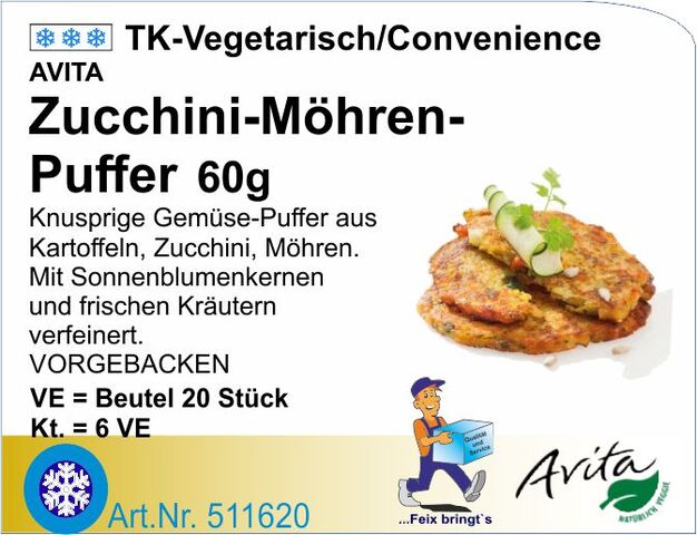 511620 - Zucchini-Möhren-Puffer60g (6x20St/Kt) Schn