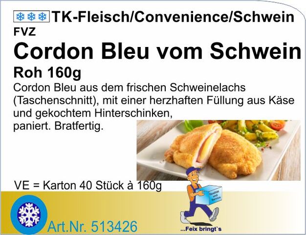 513426 - Cordon Bleu vom Schwein 160g (40St./Kt.) FVZ