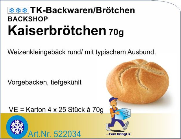 522034 - Kaiserbrötchen 70g (4x25St./Kt.) B