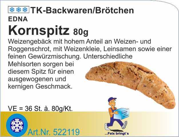 522119 - Kornspitz-Brötchen 80g (36St./Kt)  Ed