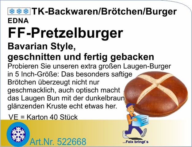 522668 - Hamburger Pretzelbrötchen Bavarian Style 115g 13cm Ø (40St.) Ed