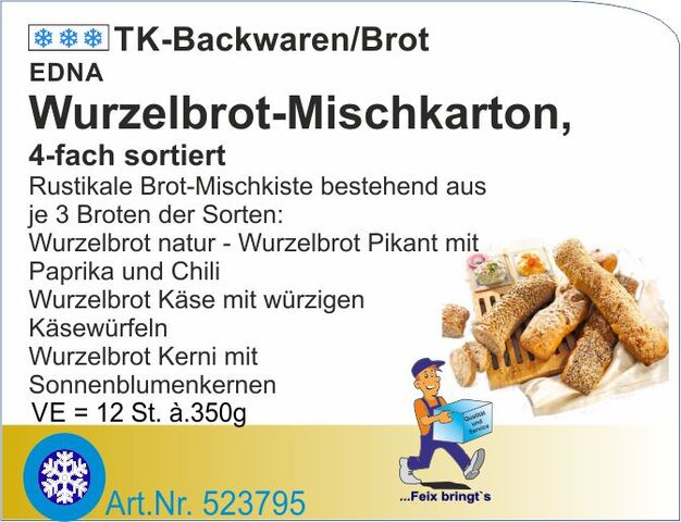 523795 - Wurzelbrot-Mischkarton 4fach 350g (12St./Kt)