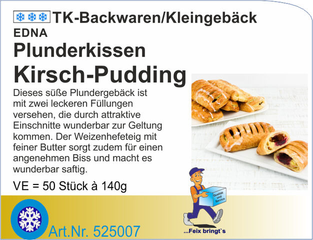525007 - Plunderkissen Kirsch-Pudding 140g (50Stk/Kt) Ed