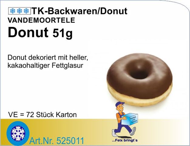 525011 - Donut mit kakaohaltiger Fettglasur 51g (72St/Kt)
