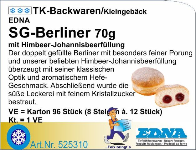 525310 - Berliner Himbeer-Johannisbeerfüllung 70g (96Stk/Kt) ED