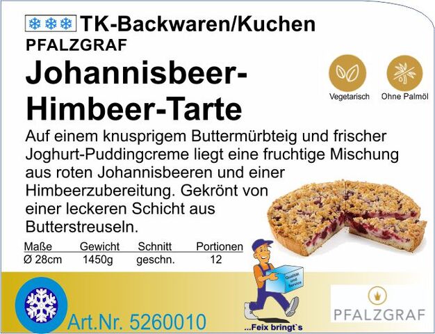 5260010 - Johannisbeer-Himbeer-Tarte 1450g (12St.) Ø 28cm  P