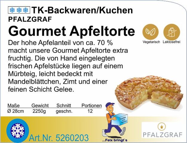 5260203 - Apfeltorte Gourmet 2250g (12St.) Ø 28cm  P