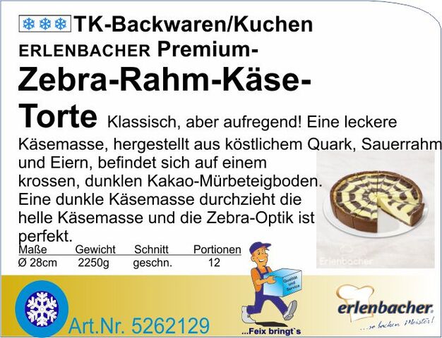 5262129 - Zebra-Rahm-Käse-Torte Premium 2250g Ø 28cm (12St.)  E