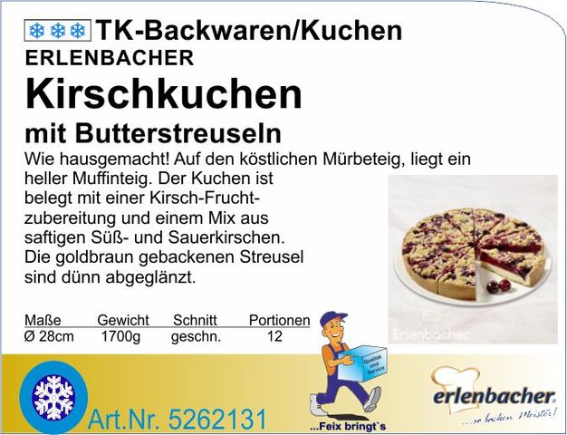5262131 - Kirschkuchen mit Butterstreuseln 1700g Ø28cm (12St) E