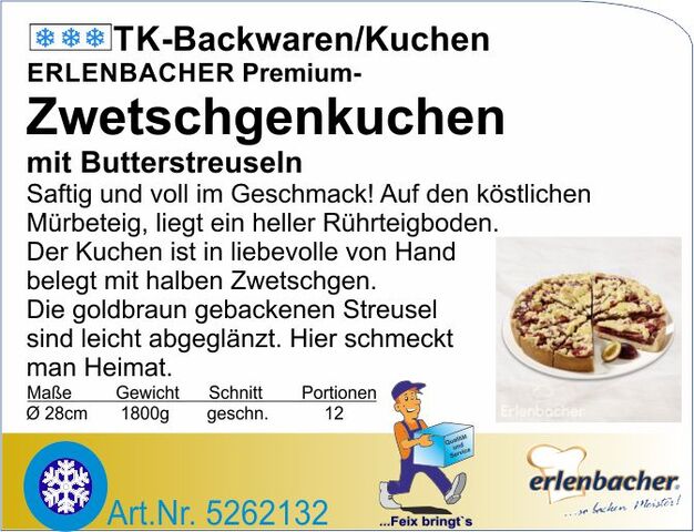 5262132 - Zwetschgenkuchen mit Butterstreusel1800g Ø 28cm (12St.) E