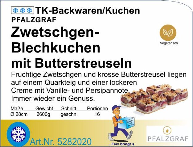 5282020 - Zwetschgen-Butterstreusel-Blechkuchen 2600g (16St.) P