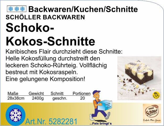 5282281 - Schoko-Kokos-Schnitte 2400g (20St) E