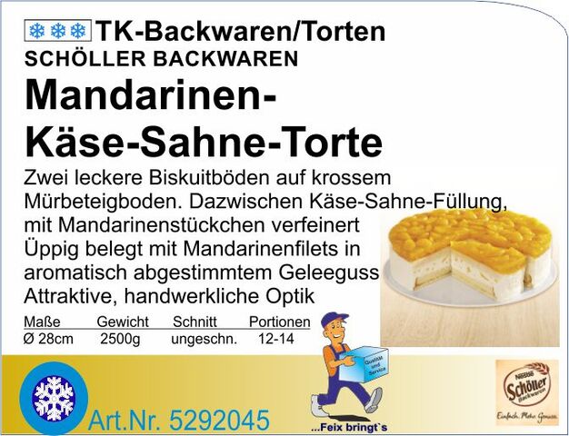 5292045 - Mandarinen-Käse-Sahne Torte 2500g Ø 28cm SCH