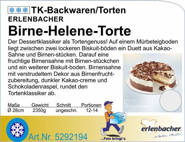 5292194 - Birne-Helene-Torte 2350g  Ø 28cm E