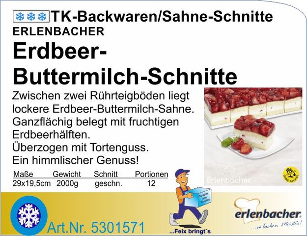 5301571 - Erdbeer-Buttermilch-Schnitte 2000g (12Port.) E