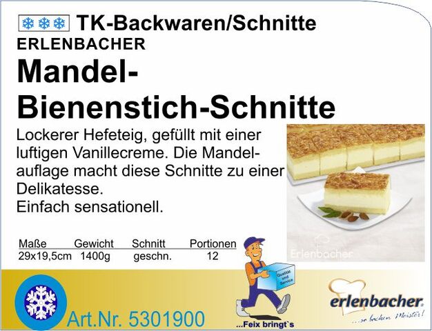 5301900 - Mandel-Bienenstich-Schnitte 1400g (12Port.) E